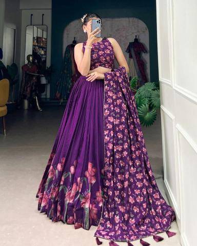 Artriddhs Dola silk D NO DEGITAL 11 Purple Wholesale lehengha choli manufacturers in India